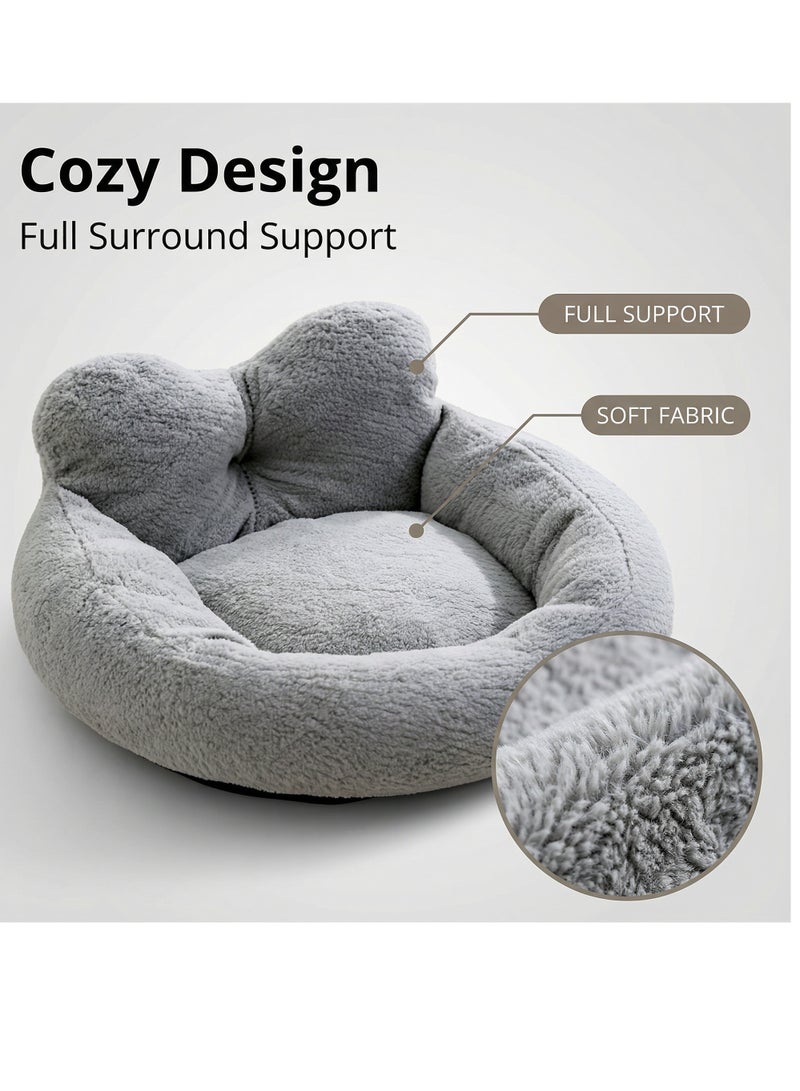 حجم كبير من القطيفة الناعمة مع سرير قابل للغسل في الغسالة ، وسرير وسادة مهدئ منفوش ومقاوم للماء 60 سم (رمادي غامق) - Image 1